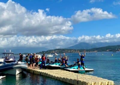 Activité Jet Ski lors d'une convention d'entreprise à Ajaccio.